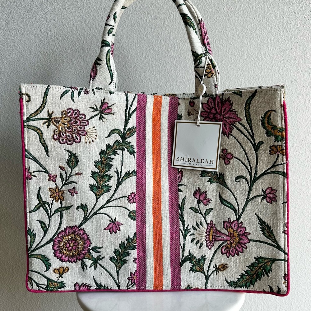 NWT Lana Tote Shiraleah Floral Tote Bag - Pink, Orange, Green, Ivory new